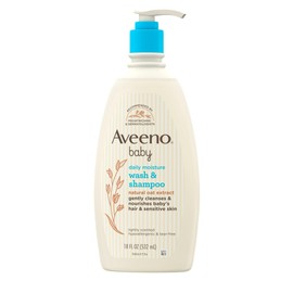 AVEENO Baby Wash & Shampoo, Lightly Scented 18 oz (Pack of 12)