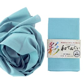 Fukutoku Sangyo Tenugui, Plain, 100% Cotton, Light Blue, 13.0 x 39.4 inches (33 x 100 cm), Made in Japan, Easy to Use, Soft, Saiwa Tenugui, Pack of 1