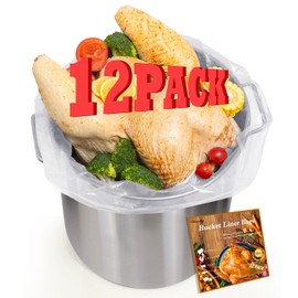 Turkey Brine Bag, Brining Bags for Turkey 30lb, 12 Pack, 30"×21", Turkey Bags for Brining Extra Large, 5 Gallon Bucket Liner Bags, Food Grade Marinating Bag, Food Storage Bags for Turkey, Chicken, Ham