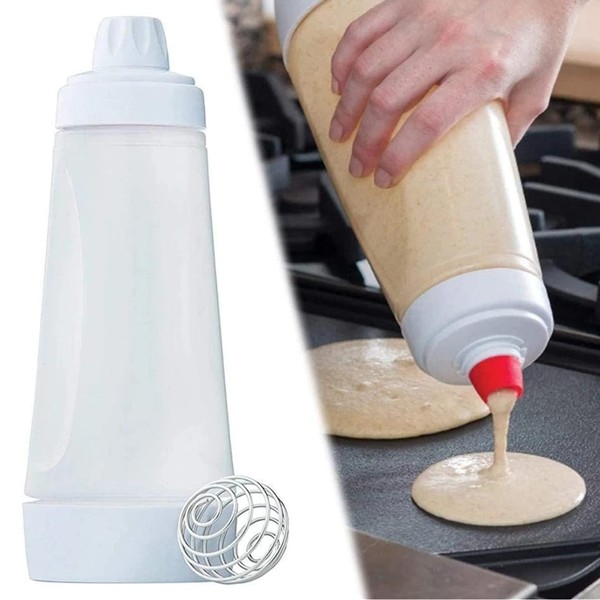 Pancake Mixer Bottle Dough Bottle Pancake Dough Dispenser Squeeze Bottle with Lid and Scale Dough Dispenser Dough Mixer for Pancakes, Muffins, Poffertjes, Crepes and Waffles