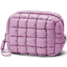 Unilily Quilted Makeup Bag Puffy Cosmetic Bag Cute Puffer Travel Toiletry Bag for Women, Small Makeup Pouch for Purse Quilted Cosmetic Pouch for Essentials Toiletries, Gift for Women, Girls