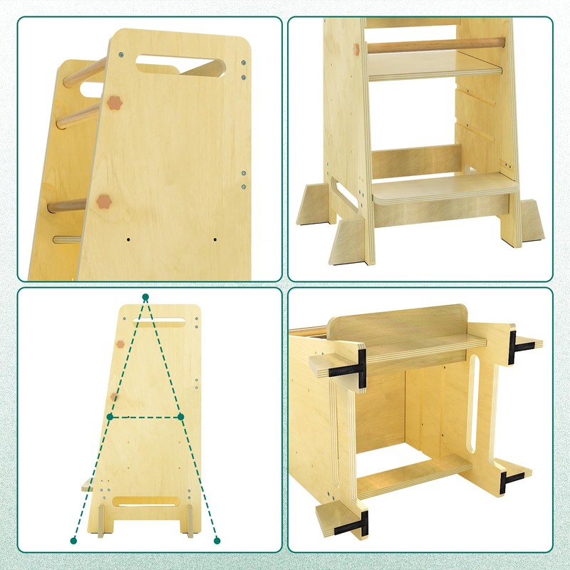 Kitchen Step Stool for Toddlers,Wiifo Adjustable Height Kids Learning Stool,