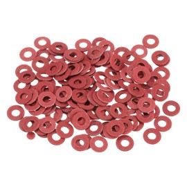 sourcing map 220 Pcs M3 Fiber Flat Washers, Insulation Plain Washer 3mm ID 8mm OD 0.5mm Thick Red Steel Paper Gaskets for Machinery Fastener Plumbing General Repair