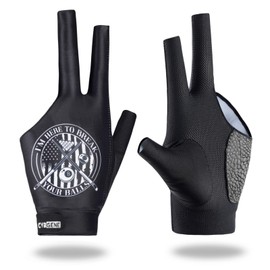 CybGene Billiard Pool Gloves for Left Hand 3 Finger, Quick-Dry Breathable, Shooters Snooker Cue Sport Glove Popular Sizes - Badge - L