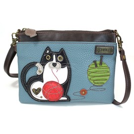 Chala Small Crossbody Phone Purse with 2 Adjustable Strap (Navy Blue Cat)