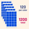 1200 Pack - 25mm Square Coloured Labels Stickers, 10 Colours