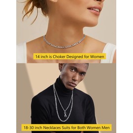 PROSTEEL Stainless Steel Figaro Chain Men 14 Inch Chains Jewelry Grunge Necklace