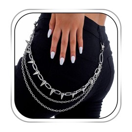 Bemous Goth Silver Pants Chain Punk Pocket Chain Trouser Chain for Women Men Body Accessories