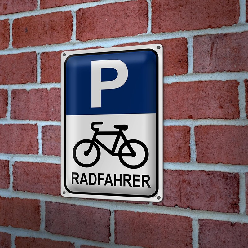 Parkplatzschild für Radfahrer | Metallschild | Wetterfest | 20 cm