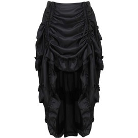 ADELCE Women's Steampunk Gothic High Low Cyberpunk Victorian Skirt Medieval Renaissance Skirts Cosplay Outfits Black S