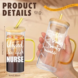 Teenyyou 10 Set Nurse Gifts for Women Bulk Nursing Graduation Gifts Funny Nurse Appreciation Gifts 16oz Nurse Cup with Lids, Straws, Straw Brushes for Nurse Practitioner, Rn Gifts(Fresh Style)