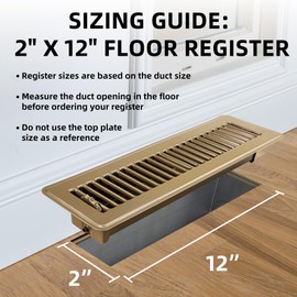 2x12 Floor Register 4 Pack - Heavy Duty Steel Floor Vent Covers with Adjustable Grille - Walkable Vent Covers for Home Floor and Sidewall - Register Vents HVAC Systems (Brown)