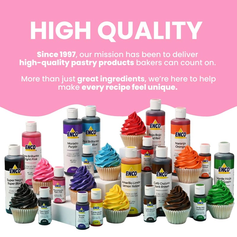 ENCO Food Coloring Gel Bright Pink 8.8 oz (250g) Concentrated,