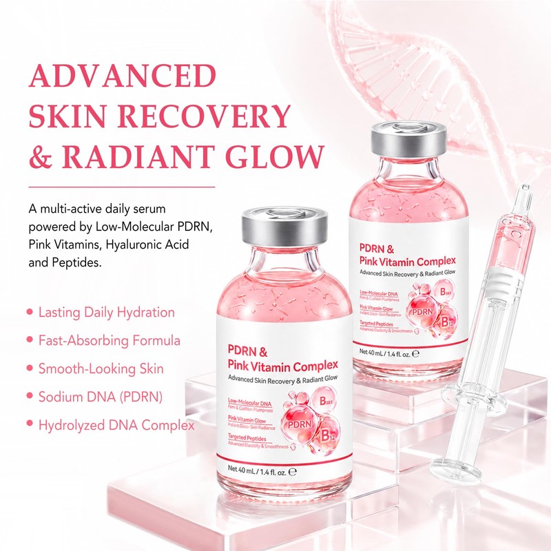 PDRN Face Serum with Salmon DNA, Pink Vitamin B12 &
