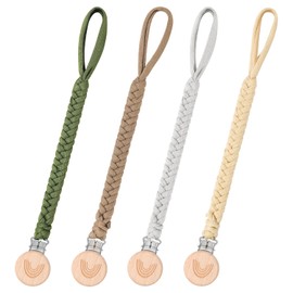 CLDY Baby Dummy Chain Clip, Dummy Chain Boy, Dummy Chain Girl, Dummy Chain Fabric, Cup Catcher, Drinking Cup Holder Strap for Pram/Baby Carrier/Car Seat, Dummy Strap (Pack of 4)