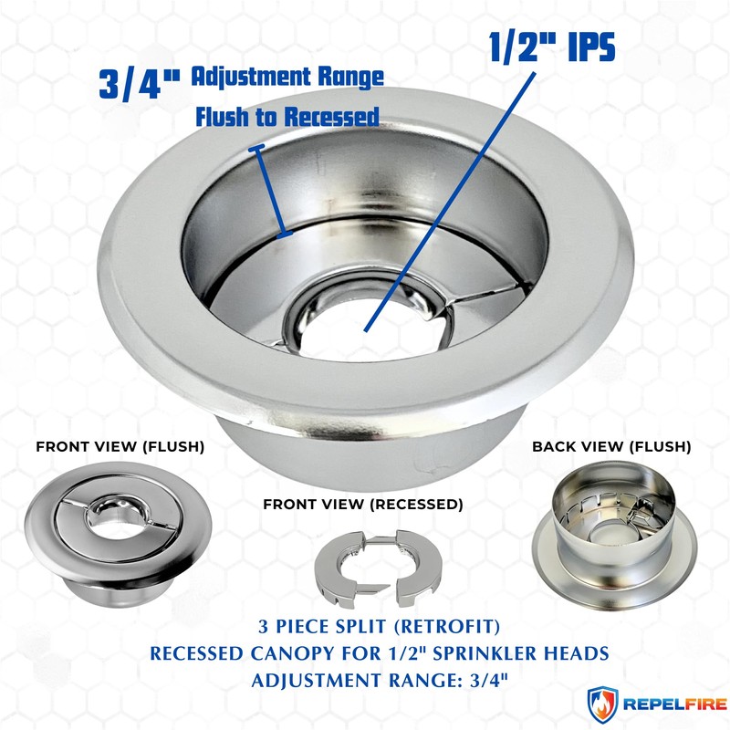 Retrofit Recessed Fire Sprinkler Escutcheon 1/2 in. IPS - Split