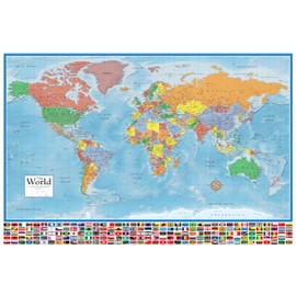 36x48 World Classic Elite Wall Map Laminated Flags of the World