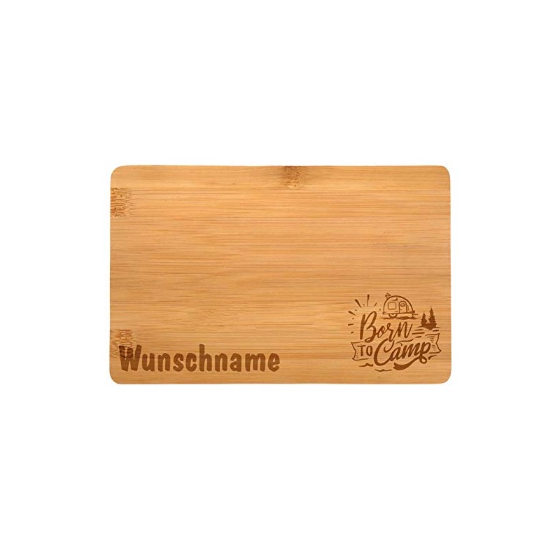 Samunshi® Wooden Board with Engraving Born to Camp Camping Bamboo