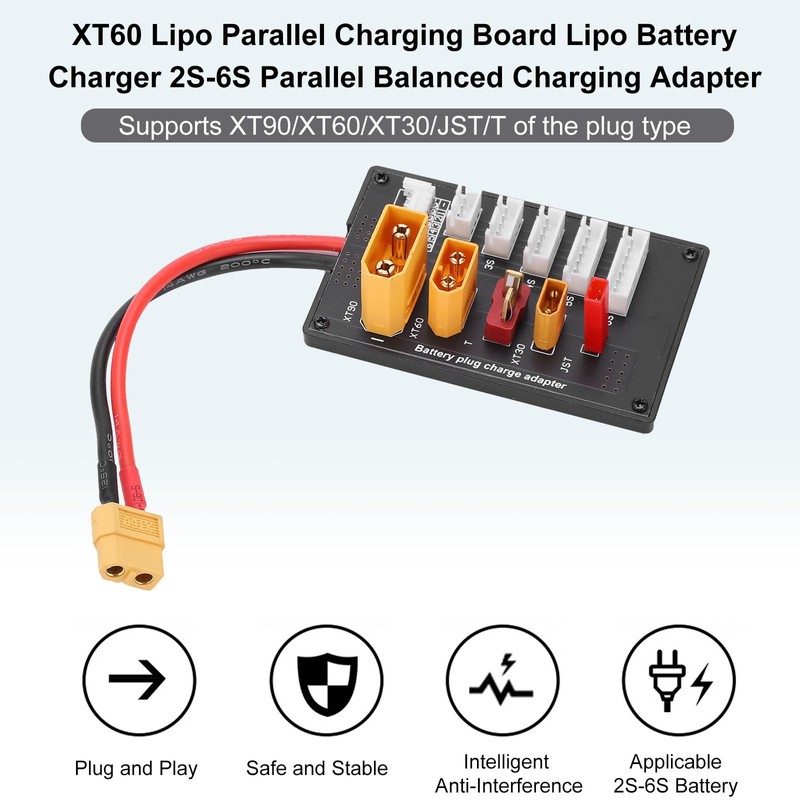 Walfront Parallel Charging Board Balanced Charging Plate Adapter ///JST/T Plug
