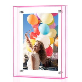 MFoffice 5x7 Picture Frame - Stunning Color Acrylic Photo Frame - Use as 5x7, 5x5, 4x6 Picture Frame and Acrylic Decorative Tray - Horizontal and Vertical Formats for Tabletop Display, Pink, 1Pack