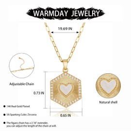WARMDAY Layered Initial Necklaces for Women 14K Gold-Plated Hexagon Pendant Trendy Retro Choker Capital Letter Name Necklace Jewelry Birthday Gifts for Women