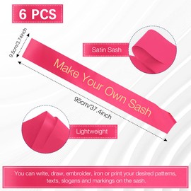 Sash 6pcs Blank Sash Rose Satin Sashes Hen Party Sash Birthday Sash Plain Sash DIY Sash Party Accossories Sash Unprinted for Birthday Hen Party Wedding Homecoming Prom Baby Shower Graduation