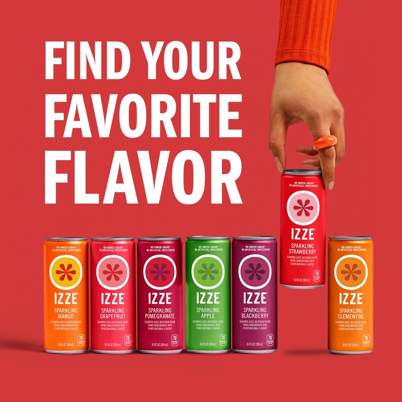 IZZE Sparkling Water Juice Beverage Blend, Grapefruit, No Sugar Added,
