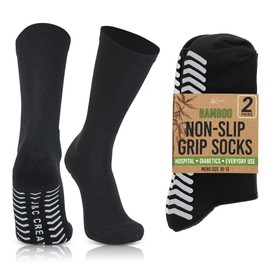 J&C Creations Premium Quality Grip Socks Men Size 10-13 - Hospital Socks For Men With Grips - 80% Viscose Bamboo