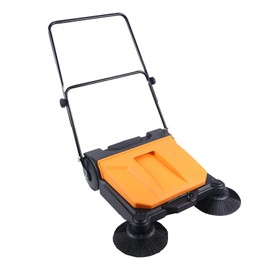 26Inch Walk-Behind Hand Push Floor Sweeper, Floor Sweeper Manual, 15L Portable Sweeping Machine with Cleaning Area 2720㎡/H, Angle & Height Adjustable Folding Handle for Walkway, Yard, Garage,Airports