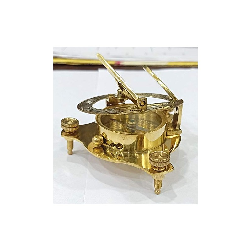 Nautical Sundial Compass - Solid Brass Sun Dial 3" Brass
