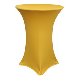 YOUR CHAIR COVERS - 30" D x 42" H Highboy Cocktail Round Stretch Spandex Table Cover - Gold, Fitted Elastic Tablecloth for Round Tables, Outdoor Party DJ Tradeshow Banquet Vendor Wedding