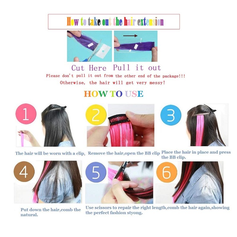 LiaSun 10Pcs/set Multi-Colors Straight Highlight Clip in Hair Extensions 20