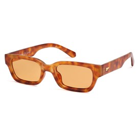 VANLINKER Polarized Trendy Small Skinny Square Cat Eye Sunglasses for Women Retro Vintage Shades VL9846, Light Tortoise Frame Light Orange Lens, Small