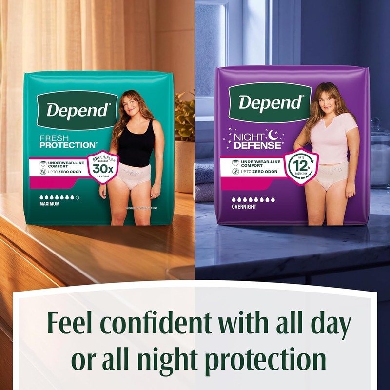 Depend Fresh Protection Adult Diapers, Incontinence & Postpartum Bladder Leak