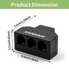 XANHAM XANHAM RJ11 Cable 3 Way Splitter 6P4C Connector Phone