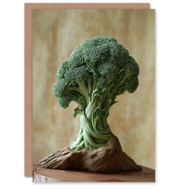 Artery8 Greeting Card Broccoli Tree Fantasy Fun Conceptual Art Blank For Him Or Her Art Birthday Card
