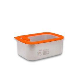 Elephant Box Prep and Store Container - Auslaufsicherer Edelstahl, Deckel aus Borosilikatglas, mikrowellengeeignet (Orange, 1 Liter)