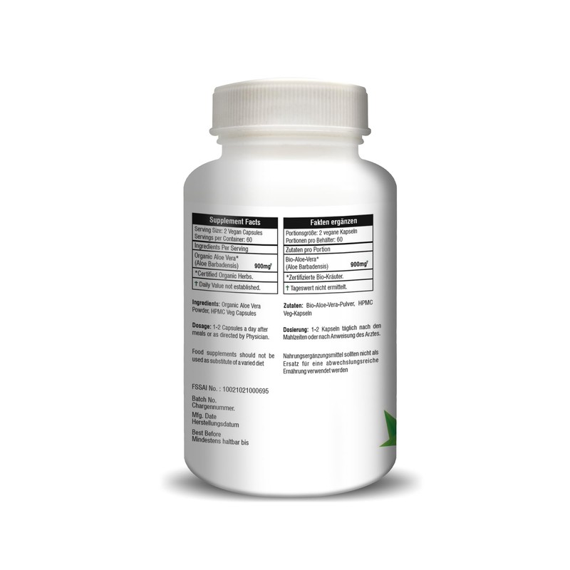 H&C Aloe Vera Capsules - 900mg per Serving, 120 Vegan