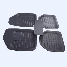 Alfombrilla Universal para el Suelo del Coche, Resistente a la Lluvia, de Cuero, Antideslizante, Diseño Elegante, Juego de 4 Piezas (Beige)