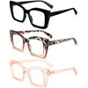 REAVEE 3 Pack Oversized Square Reading Glasses Oprah Style for