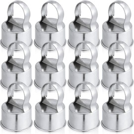 Therwen 12 Pack Chain Link Fence Ring Cap for 2-3/8" Od Post, 2 1/2" Aluminum Eye Top Rail Cap with 1-5/8" Loop, Outdoor Rail Fencing Repair Hardware