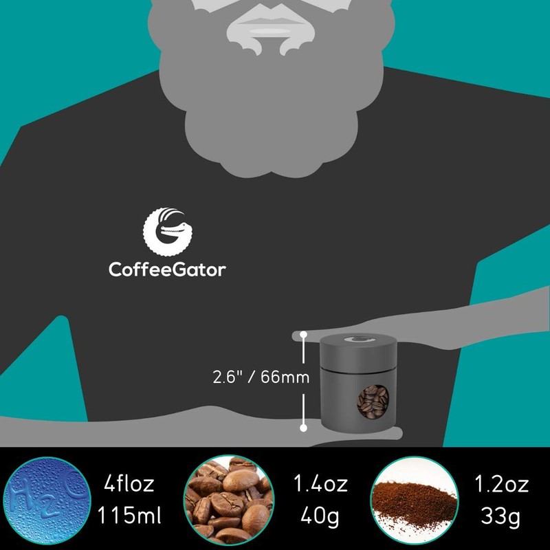 Coffee Gator Mini Travel Canister - Storage Jar for Beans