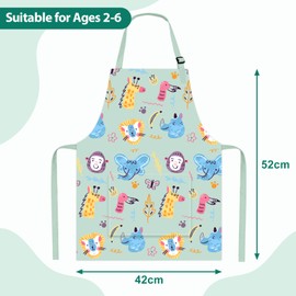 FUKPO Kinderschürze Mädchen Jungen, Schürze Kinder Polyester Baumwolle Schule Malen Bemalen Garten Basteln Kochschürze Kinderschürzen Personalisiert, Backschürze Malkittel Küchenschürze(2~6 Jahre)