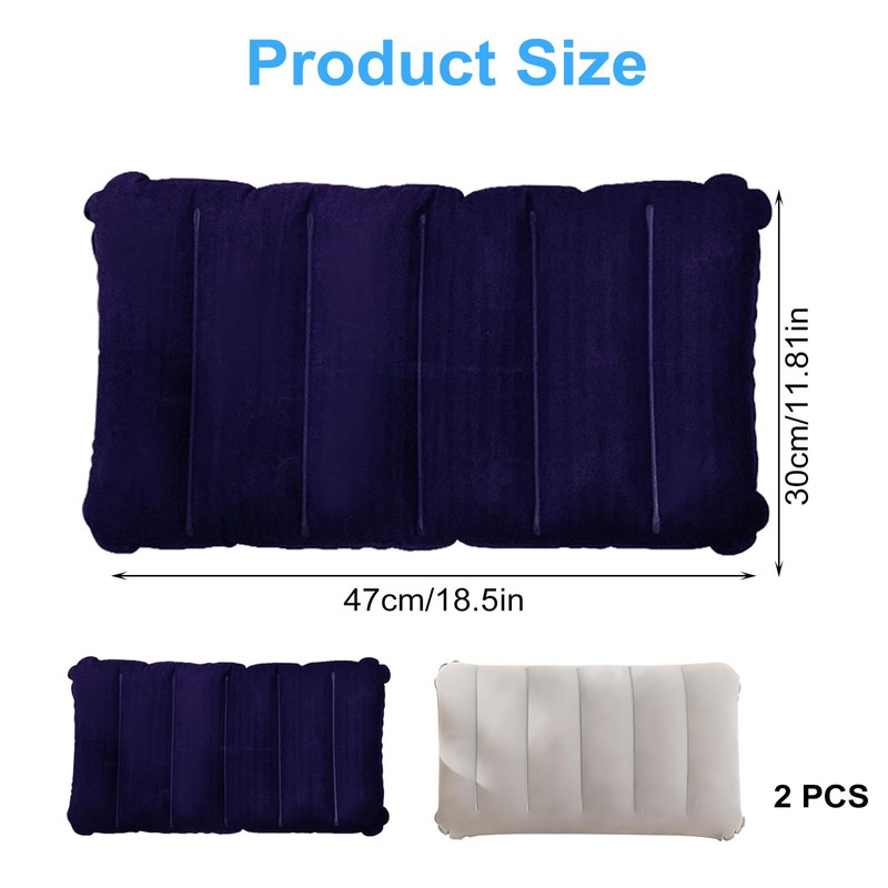 SCDZY 2 Pcs Inflatable Camping Pillow, Soft Flocked Blow Up