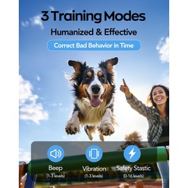 Jugbow Dog Training Collar - 4200FT Remote Dog Collar with 3 Training Modes, Electric Collar with LED Light & IPX8-Waterproof, Rechargeable E-Collar for Small Medium Large Dogs (Beige)