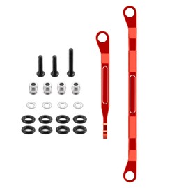 RCHUBAM 1/18 Steering Links 2Pcs Aluminum Steering Linkage Servo Link Pull Rod Compatible with HPI 1/18 Venture HILUX RC Off-Road Crawler Car Upgrade Accessories (Red)