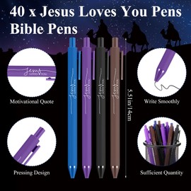Resholder 40 Sets Jesus Christmas Gifts Bulk Include 40 Jesus Loves You Pens Bible Pens Christian Pens 40 Inspirational Prayer Notepad Nativity Scene Gift Church Party Favors for Sunday School