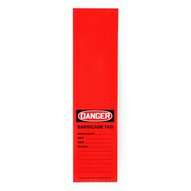 AccuformNMC 25 "Danger Barricade Tag, Adhesive Vinyl Wrap 'n Stick Tags, 12" x 3.125", Black/White on Red, TAT116, American Made Safety Tags, Signs, and Labels