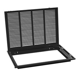 Steel Return Air Filter Grille for 1" Filter - Easy Plastic Tabs for Removable Face/Door - Black (20 X 14)