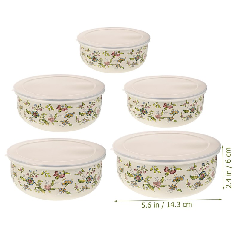 WOONEKY 5pcs Bowls Salad Bowl Lid Mixing Lids Set Large